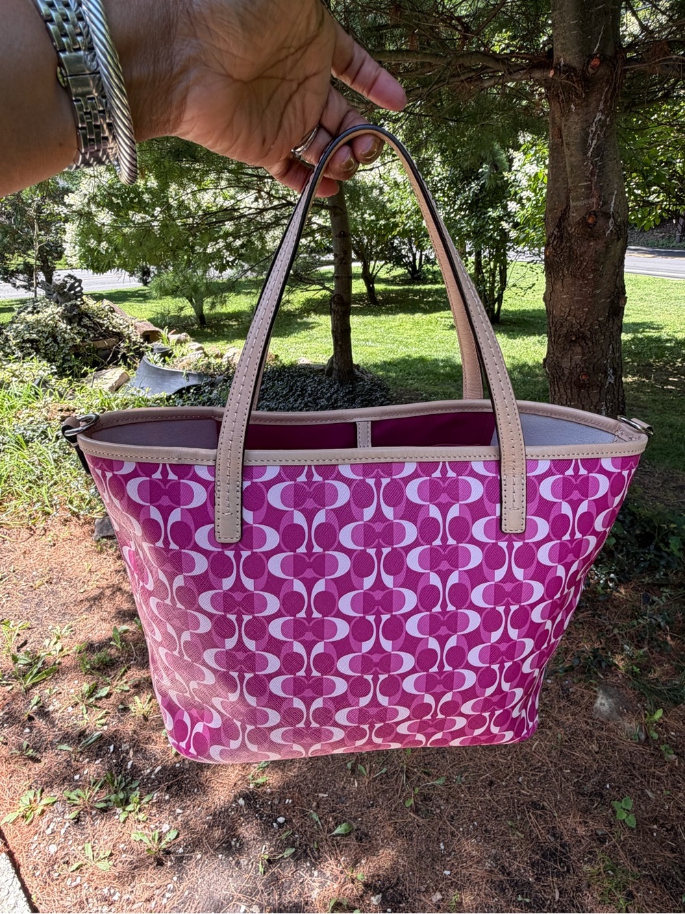 COACH Park Metro Dream C Small Tote F26201 Pink Signature Crossbody NWOT - Picture 6 of 14